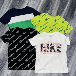 Champion Kids T-Shirt Set - Black, White, Green, Yellow
